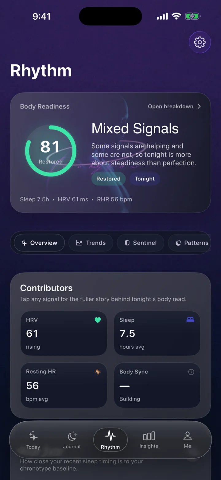 Aftercurrent Rhythm screen.